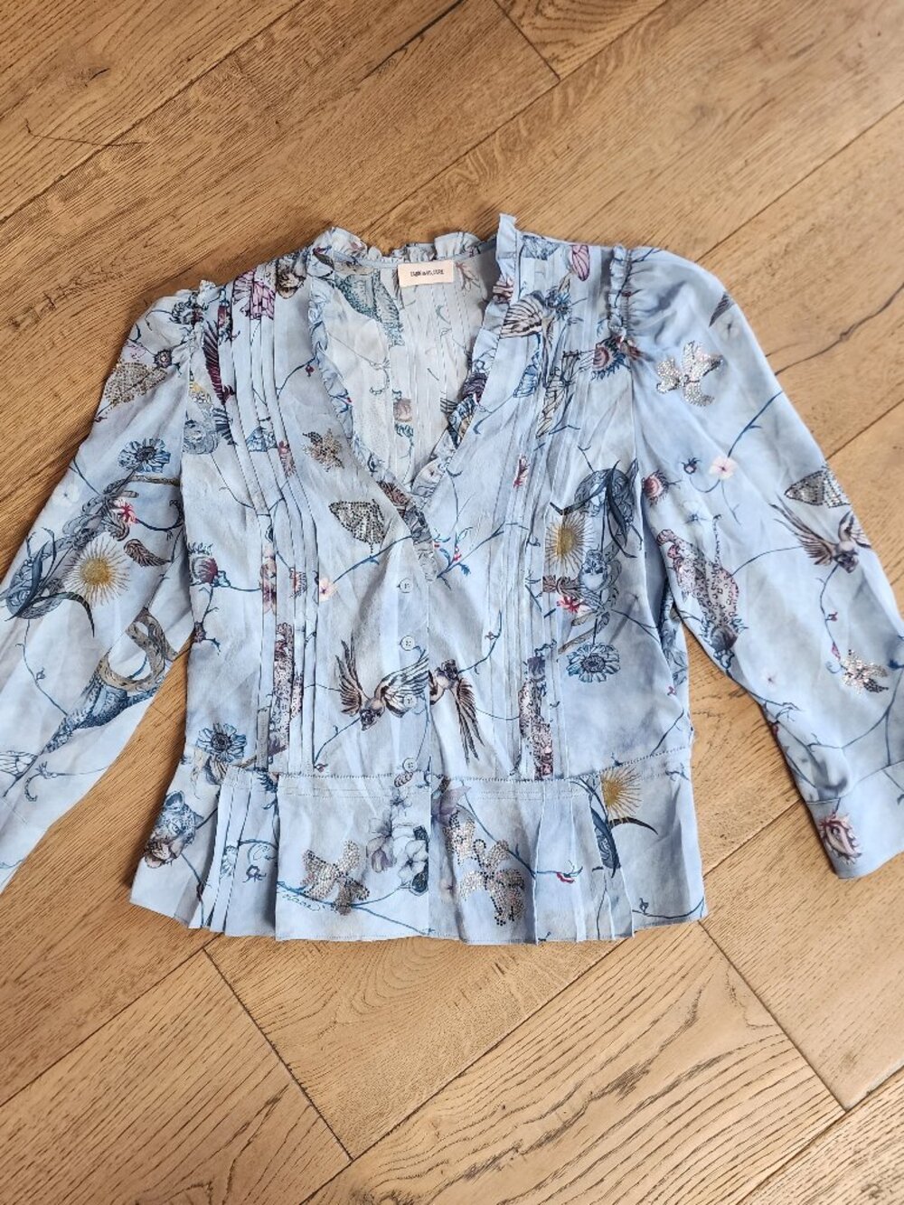 Zadig and Voltaire silk blouse with rhinestone detail S